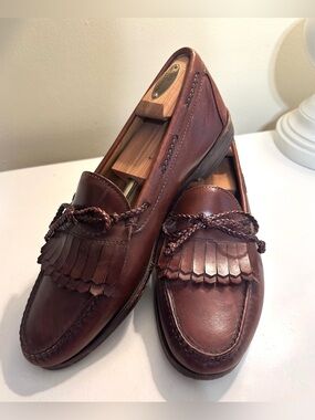ALLEN EDMONDS Woodstock Kiltie Tassel Loafers Shoes Slip Ons Brown Leather